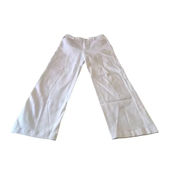 J.Jill Denim Womens Size 12R High-Rise White Wide-Leg Cotton Blend Trouser Pants - Picture 1 of 11